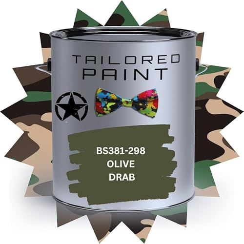 Pennello spray opaco di grado militare da 1 litro su vernice UPVC per legno, acciaio e plastica, BS381 298 OLIVE DRAB
