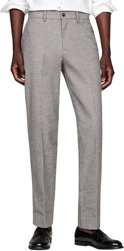 Tommy Hilfiger Pantalón de Tela Hombre Pantalón de Traje, Gris (Medium Grey Heather), 28W/36L