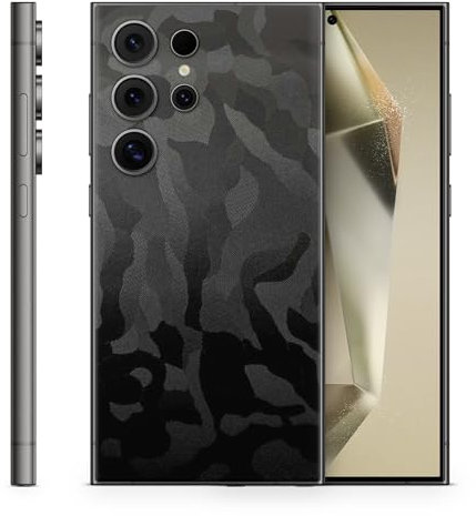 TF Skins Skin passend für Samsung Galaxy S24, S24 Plus, S24 Ultra. Aufkleber für die Rückseite zum Schutz. Kompatibel mit Fast Allen Cases (Shadow Black, Galaxy S24 Ultra)