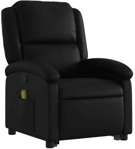 vidaXL Massagesessel mit Aufstehhilfe Schwarz Kunstleder