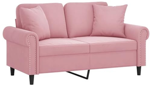 vidaXL 2-Sitzer-Sofa mit Zierkissen Rosa 120 cm Samt