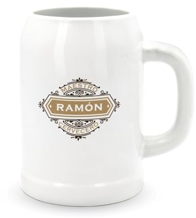 DEREGALOOS Jarra de Cerveza de Cerámica Personalizada con nombre. Jarras de cerveza originales para padres. Regalo Original día del Padre. (Maestro Cervecero)