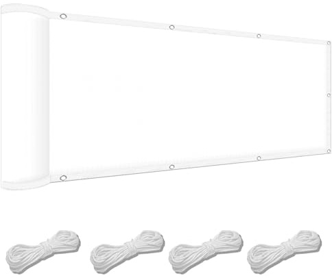 Pergola Canopy Replacement 200 x 800 cm(79 x 315inch) Waterproof Sun Shade Cloth 98% UV Block with Free Rope & Fixing Kit Garden Patio Party Sun Shades, White