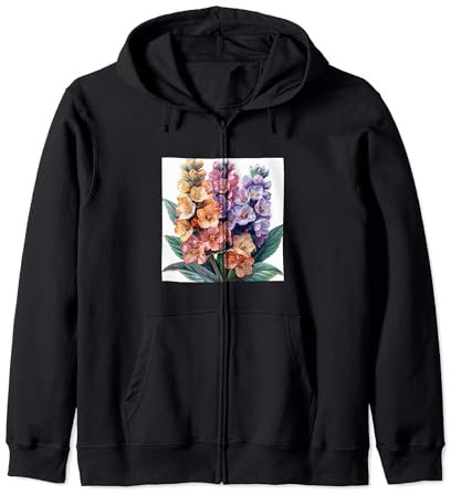 Bergenia Bouquet Floral Pastel Colors Graphic Zip Hoodie