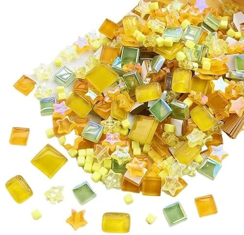 WJLYDM Mosaiksteine 150 Stück glitzernde und klare Mosaikfliesen, Würfel und Sterne, Glas, Kristall, Bastelzubehör for Kinder for Selbermachen FüR Basteln Deko(Mixed Fruit)