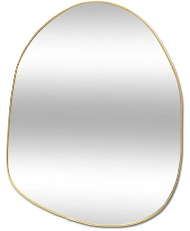 TIENDA EURASIA – Espejo Pared | Marco de Madera MDF y Espejo de Cristal | Espejos Decorativos de Pared | Forma Irregular | Fácil de Instalar | Color Marron y Color Dorado (30 x 1.5 x 39 cm)