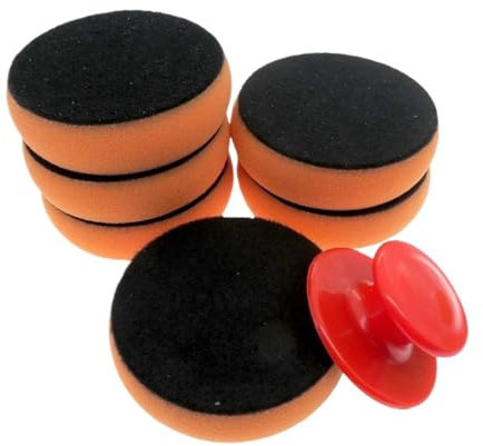 7-teiliges 4-Zoll-Autowachs-Applikator-Pad-Set Mit Rotem Griff, Weicher Schwamm-Applikator, Schaumwachs-Pad for Polieren Und Reinigen Von Autos