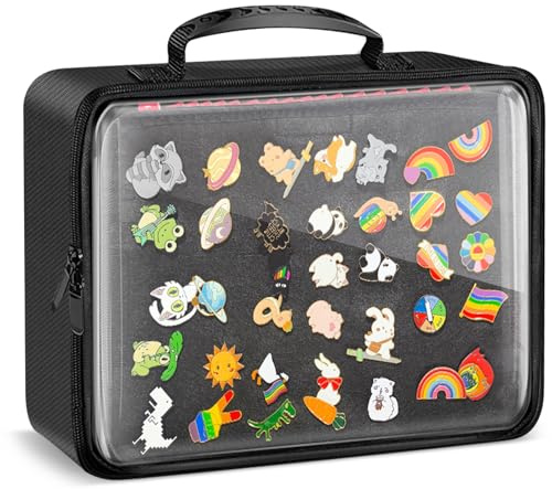Joehea Enamel Pin Display Book, 18 Page Pin Bag For Collectors Pin Board Storage and Organization Pin Display Case For Various Sizes Of Pins, Travel Brooches, Sports Medals, Paper Clips, Earrings