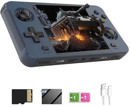 R40s Retro Handle Game Console with 15000+ Games, 4 Inch IPS Screen Portable Handheld Pocket Arcade with 4000mah Battery, 64GB TF Card, Retro Video Console Support WiFi Bluetooth Linux