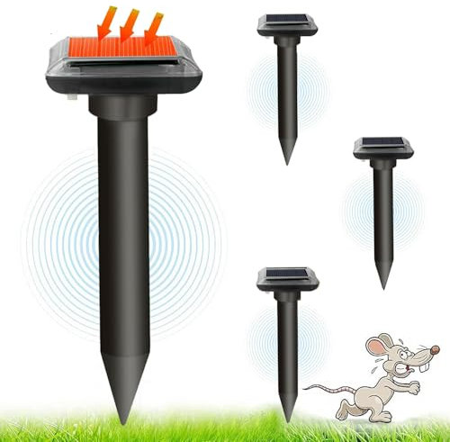 Solar Maulwurf Vertreiber Wühlmausschreck,Mole Repeller,Ultraschall Maulwurfschreck für Vertreiben Wühlmäuse,wühlmäuse vertreiben,Maulwürfe vertreibens,Maulwurfabwehr,Maulwurf vertreiber(4 Stück)