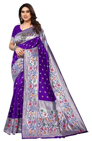 AARYAEXP Women's Kanjivaram Banarasi Art Silk Saree with Blouse Piece For Women