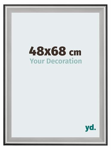 yd. Your Decoration - Puzzlerahmen 48x68 cm - Schwarz Silber Poliert - Puzzlerahmen 500-1000 Teile - Holz Bilderrahmen - Birmingham