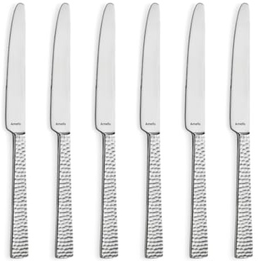 Amefa FELICITY Dessertmesser Set, 18/0-Edelstahl, Hammerschlag-Design