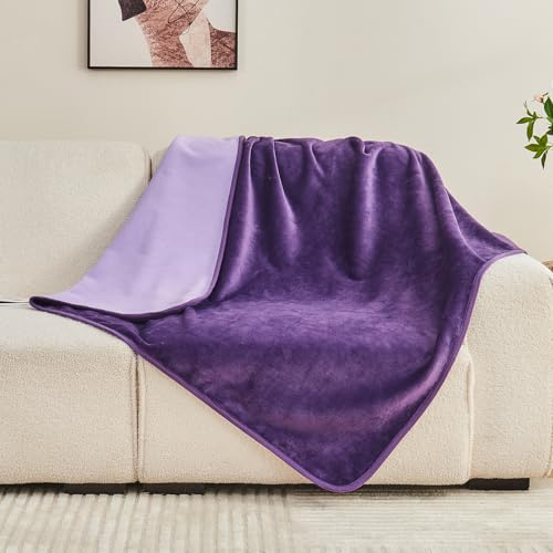 Yaning Manta impermeable de 101 x 152 cm para adultos, funda de cama reversible impermeable para perros, gatos, mascotas, manta suave a prueba de fugas para cama, sofá, protector de muebles, morado