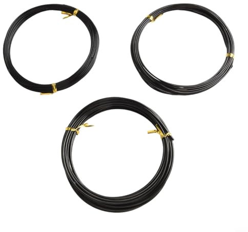 Fili per bonsai in alluminio anodizzato, per la disposizione delle piante e lo styling, per gli appassionati di giardini creativi (3 pezzi, nero)