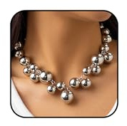YANCHUN Perlenkette für Damen, klobige Statement-Halskette für Frauen, trendiger Kunstperlenschmuck, Brautschmuck, Hochzeitsschmuck, Geschenke, Metall
