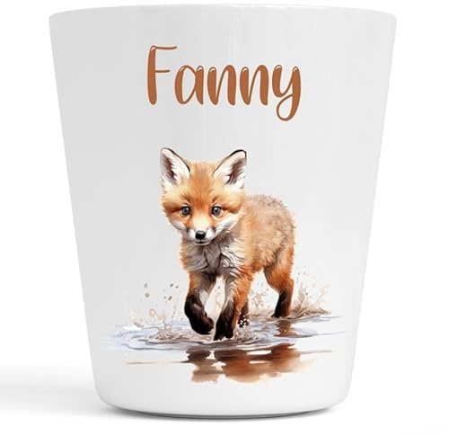 Générique Gobelet en Plastique pour Enfants | Gobelet Personnalisé avec Nom |Verre Plastique Incassable Personnalisé motif bébé renard (Modèle Fanny)