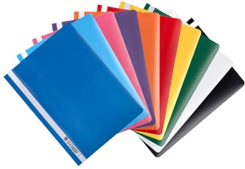 Oxford Schnellhefter A4, aus PP, Kunststoff, für ca. 160 DIN A4-Blätter (Klassisch, 10 Farben, 1 Packung)