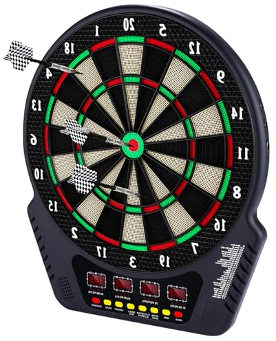 Elektronische Dartscheibe Dartboard Soundeffekte Dartspiel 6 Dartpfeile 27 Spiele 243 Varianten LED Anzeige DB273