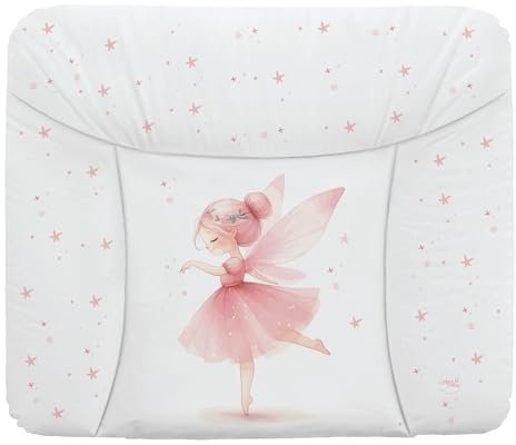 Ceba Baby® weiche Wickelauflage 85x72 cm - Baby Wickelunterlage- Wickeltischauflage für Junge und Mädchen - Wasserdicht, abwaschbar - OEKO-TEX® Standard 100 - Made in EU -Rosa Fee