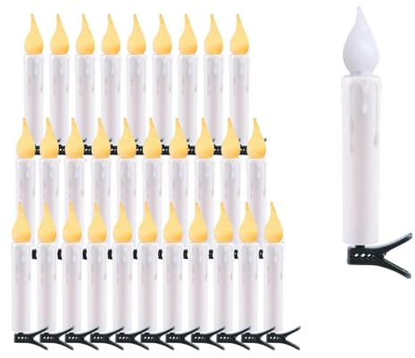 Calenxy 30 velas LED para árbol de Navidad, con mando a distancia, velas de Navidad, giratorias, con clip para árbol de Navidad, bodas, cumpleaños
