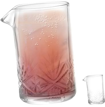 Alipis Jarra de Cristal para Cócteles Vaso para Bar con Diseño Antideslizante Grabado para Remover Bebidas y Uso Profesional