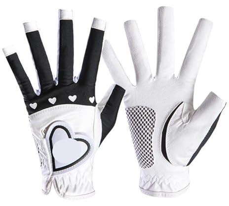 GOXQIT 1 paio di guanti da golf donna for mano sinistra e destra, morbido guanto antiscivolo in pelle PU for golfista, con impugnatura for tutte le condizioni atmosferiche per Adulta(Black,20)