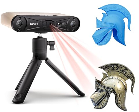 Revopoint INSPIRE 2 3D-Scanner für 3D-Druck, bis zu 0,03 mm Präzision, Mehrstrahl-Laser & Strukturiertes Licht, Scannen im Freien & Kabelloses Scannen, Vollfarbscans, Optischer Zoom, 190g, Standard