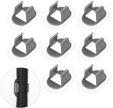 sourcing map 8 Pcs Washing Machine Drain Hose Holder (Fits 22-28 mm OD Hose) - Self-Adhesive No Drill Fixing Clip Guide Clamp Bracket for Clothes Washer/Laundry Tub Discharge, Gray