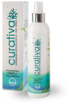 Curativa Bay .02% Hypochlorous Skin Spray, Clear Skin, Most effective For Total Skin Health and the Base for all Skin Care. 100% Organic, Made in USA, Produces Great Results 8 OZ.