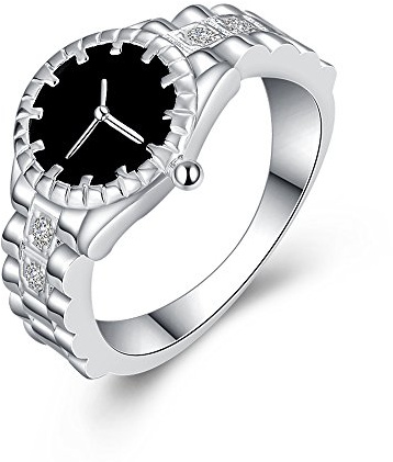Uloveido Damen Europäische Stilvolle Uhr Shaped Ring Neuheit Ringe Jubiläum Schmuck Geschenk HR311