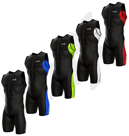 Sparx Men's Elite Triathlon Suit Trisuit SpeedSuit Skinsuit Swim-Bike-Run Triathlon Race Suit (Medium, Black/Blue)