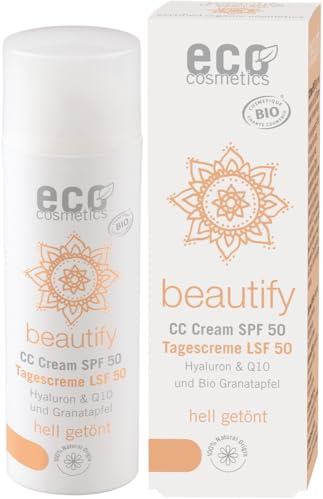 beautify CC Creme LSF 50 hell getönt mit Hyaluron, Q10 und Bio Granatapfel 2 x 50 ml