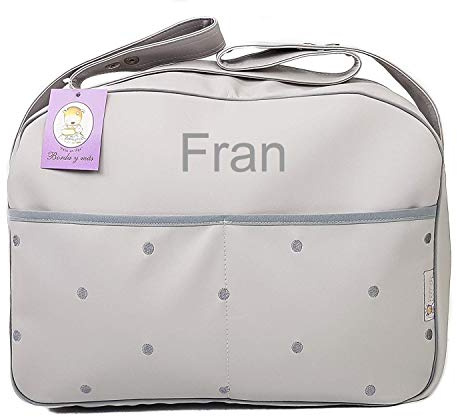 Universal Kinderwagentaschen oder Kinderwagen Oganizer PERSONALIZIERTE mit NAME. Verfügbar ins mehrere Modellen und Farbene. (Grau/Grau)