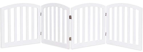 COSTWAY 4-teiliges Absperrgitter Hunde, Schutzgitter Holz, Kindergitter klappbar, Treppengitter Hundeabsperrgitter Türschutzgitter, 61 cm x 246 cm (4 Paneele, Weiß)