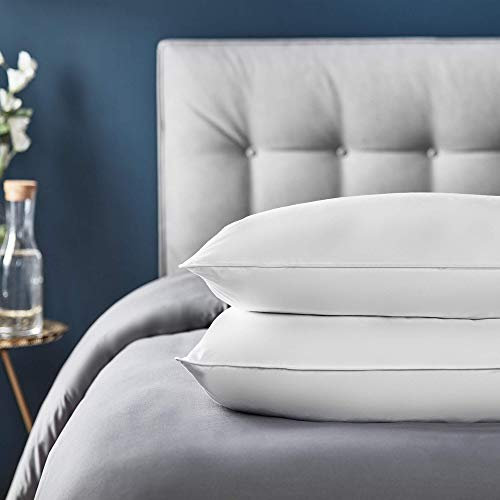 Silentnight Feather and Down Pillows 2 Pack - Luxury Hotel Quality Duck Feather Pillows with Breathable Cotton Cover and Anti-Bacterial - Machine Washable