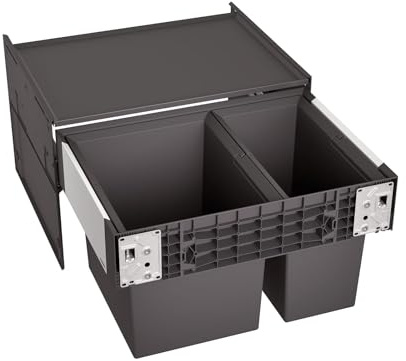 BLANCO SELECT II 60/2 | Système de déchets | Pour armoires inférieures de 60 cm de large | Système d'extraction pour fixation frontale | Couvercle du système | 1 x 30 litres et 1 x seau de 19 litres |
