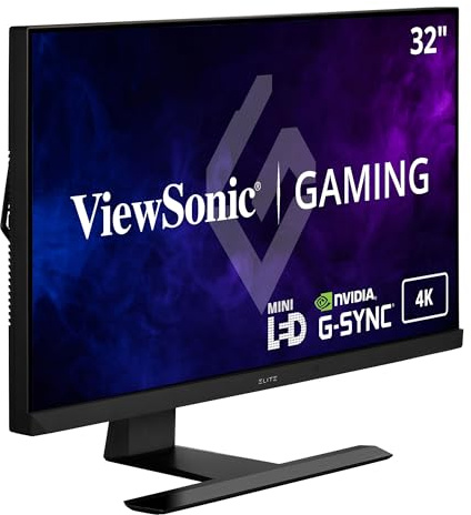 ViewSonic ELITE XG321UG 32-inch 4k 2160p Ultra HD IPS Gaming Monitor, 144Hz, Mini-LED, 3ms (GTG), Nvidia G-Sync Ultimate, Nvidia Reflex, Display HDR 1400, Dual Integrated Speakers, Ergonomics, RGB
