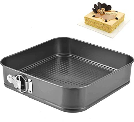 N/A Quadratische Antihaft-Klappformen Backform rechteckig flache Waben-Schnallen-Backform Kohlenstoffstahlform backformen Schwarze Antihaft-Beschichtung für Kuchen-Ø26 cm