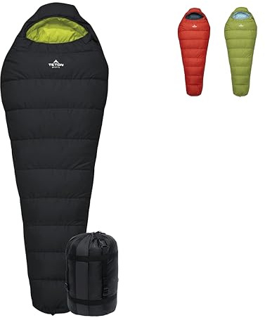 TETON Sports LEEF Ultralight Mummy Sleeping Bag Perfect for Backpacking, Hiking, and Camping; 3-4 Season Mummy Bag; Free Stuff Sack Included, 30F Long, Black/Sage
