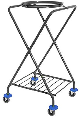 IPC TOOLS SPA Carrello Portasacco Nero 120 litri Ferro Tondo Verniciato 4 Ruote Caster