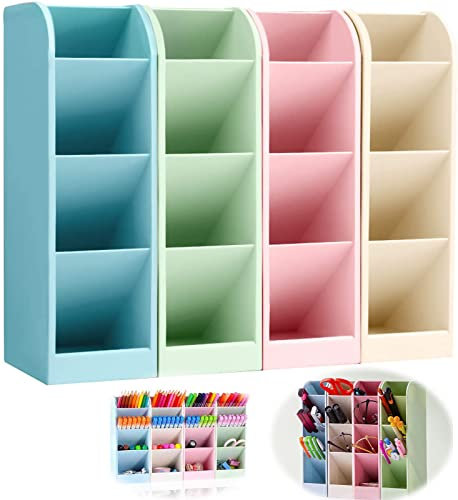 Lostwry 4 pezzi Porta Penne per Scrivania, Organizzatore Scrivania Ufficio Portapenne Multifunzione Plastica Porta Penne Storage per Ufficio, Scuola, Articoli per la Casa, Trucco