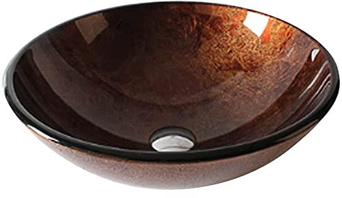 CGLYYDS Lavabo da Appoggio,Lavandino per Lavabo Rotondo in Vetro da Bagno - Lavandino per Lavabo in Vetro Temperato Artistico, Lavabo,B