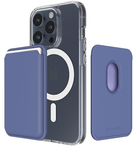 Sinjimoru Magnetic Card Wallet, Premium Vegan Leather Phone Wallet for MagSafe 3-Card Holder Compatible with iPhone 16 Plus Pro Max 15 14 13 12 Series. M-Viica Lavender