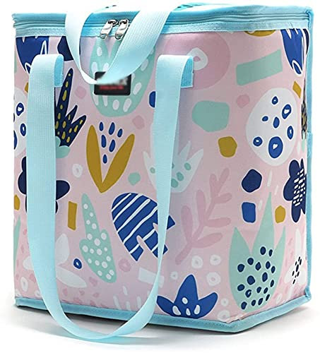 Picknicktasche, Reisetasche, 22 l, große Thermo-Kühltasche, tragbare Lebensmittel-Kühlbox, Strandflasche, Eisbeutel, Camping-Blume, wasserdichte Thermo-isolierte Tasche, gepolsterte Weinkühltasche (Fa