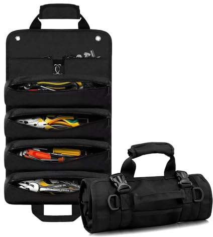 Werkzeugrollen Organizer, Roll-Up-Tasche Für Werkzeuge, Langlebig, Großes Fassungsvermögen, Leicht Zu Tragen, Mehrzweck-Werkzeugrolle Aus Segeltuch Für Elektriker, Klempner, Zimmermann, Mechaniker Usw