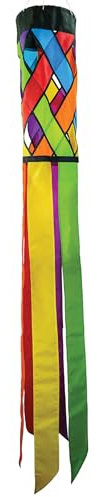 In the Breeze 5210 Windsack Fiesta Diagonal Weave 152,4 cm – bunter Gitter-Windsack mit farblich abgestimmten Schwänzen