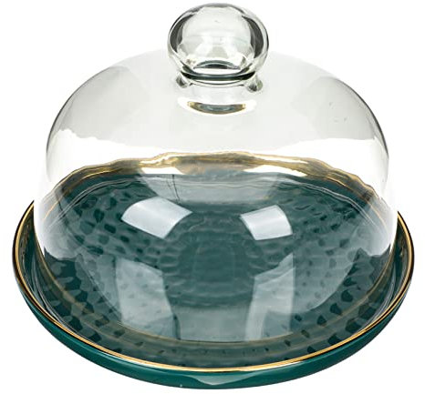 Amosfun Dessert Plates Plates Food Serving Trays Cake Storage Trays Glass Lid Elegant Design