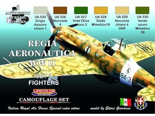 LIFECOLOR - Paints Regia Aeronautica Wwii Colours Set 1 LIFECOLOR CS19 Model Tank Promo