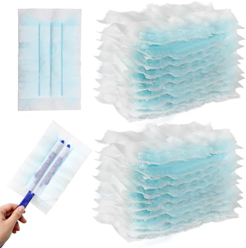 ZOCONE 20 Pezzi Ricariche per Spolverare Usa Getta con Manico, Blu Bianco Ricarica per Spolverare Compatibile with Swiffer Panni Catturapolvere Duster Ricariche Manuale in Microfibra per Casa Ufficio